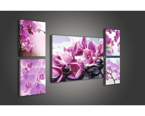 Vijfdelige muurdecoratie met orchideeën
