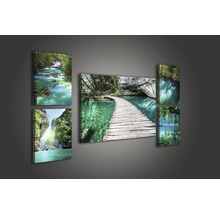 Meerdelige wanddecoratie met natuurmotieven van meren en watervallen