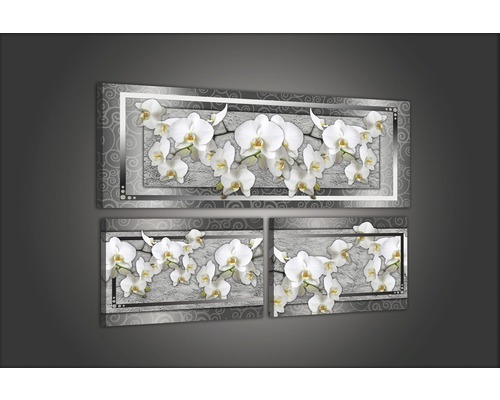 Driedelige wanddecoratie met orchideeënmotief