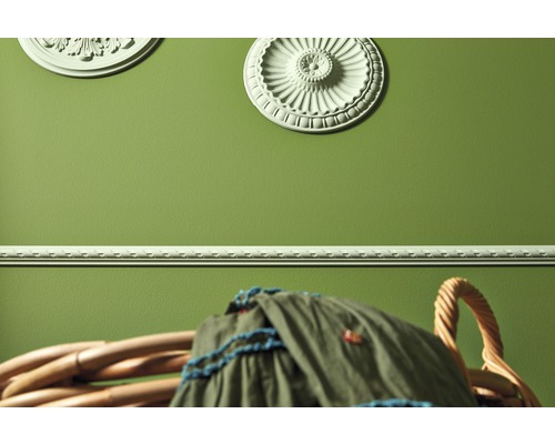 Wanddecoratie met sierlijsten en rozetten