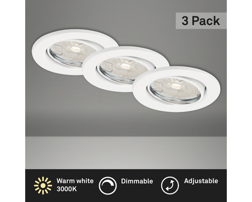 BRILONER LED Inbouwspot set 7256 Ø 86 mm wit, 3 stuks