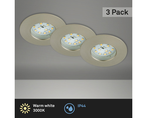 BRILONER LED Inbouwspot set 8311 Ø 75 mm nikkel mat, 3 stuks BRILONER LED Inbouwspot set 8311 Ø 75 mm nikkel mat, 3 stuks