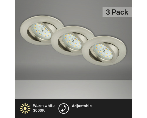 BRILONER LED Inbouwspot set 8312 Ø 82 mm nikkel mat, 3 stuks BRILONER LED Inbouwspot set 8312 Ø 82 mm nikkel mat, 3 stuks