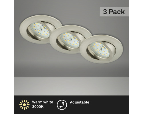 BRILONER LED Inbouwspot set 8312 Ø 82 mm nikkel mat, 3 stuks