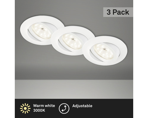 Set van drie witte, verstelbare LED-inbouwspots