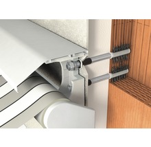 Detailaanzicht van een zonneschermbevestiging aan een muur