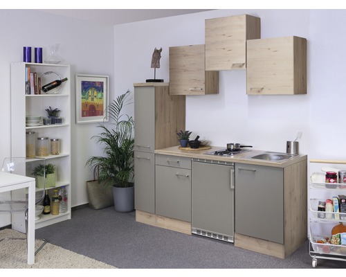 FLEX WELL Minikeuken met apparatuur Riva kwartsiet cubaniet en san remo eiken licht mat 180x60 cm FLEX WELL Minikeuken met apparatuur Riva kwartsiet cubaniet en san remo eiken licht mat 180x60 cm