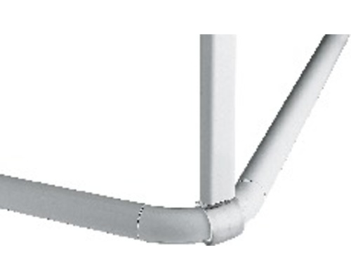 Detailweergave van een hoekverbinding voor een kunststof leidingsysteem