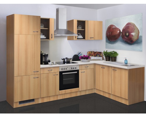 FLEX WELL Hoekkeuken met apparatuur Nano beuken-decor mat 280x170 cm FLEX WELL Hoekkeuken met apparatuur Nano beuken-decor mat 280x170 cm