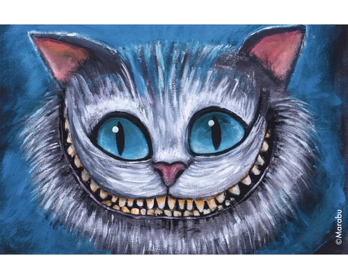 Geschilderd portret van een grijnzende kat