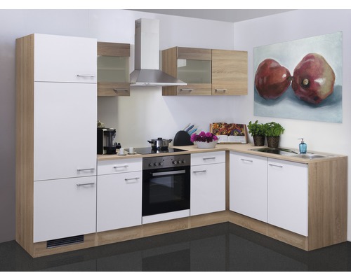 FLEX WELL Hoekkeuken met apparatuur Samoa wit en sonoma eiken mat 280x170 cm FLEX WELL Hoekkeuken met apparatuur Samoa wit en sonoma eiken mat 280x170 cm