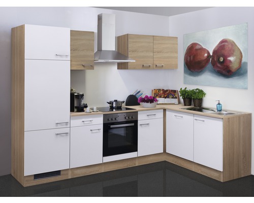 FLEX WELL Hoekkeuken met apparatuur Samoa wit en sonoma eiken mat 280x170 cm FLEX WELL Hoekkeuken met apparatuur Samoa wit en sonoma eiken mat 280x170 cm
