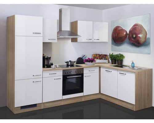 FLEX WELL Hoekkeuken met apparatuur Valero wit hoogglans 280x170 cm FLEX WELL Hoekkeuken met apparatuur Valero wit hoogglans 280x170 cm