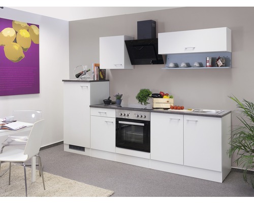 FLEX WELL Keukenblok zonder apparatuur Lucca wit mat 270x60 cm