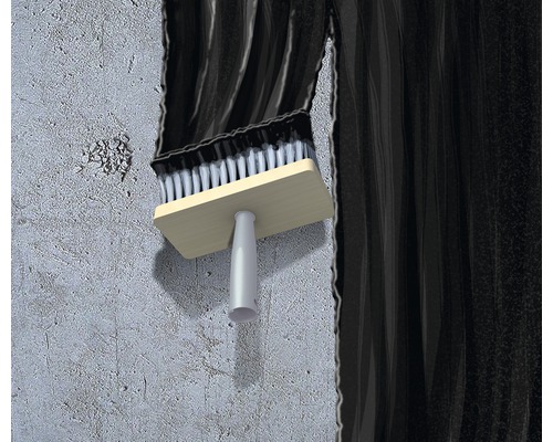 Borstel brengt afdichting aan op een muur