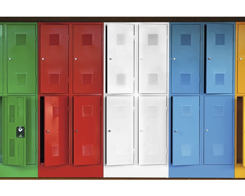 Metalen kluisjes op een rij, sommige deuren staan open