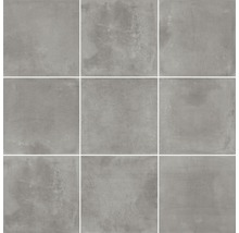 Negen grijze vloertegels met cementlook