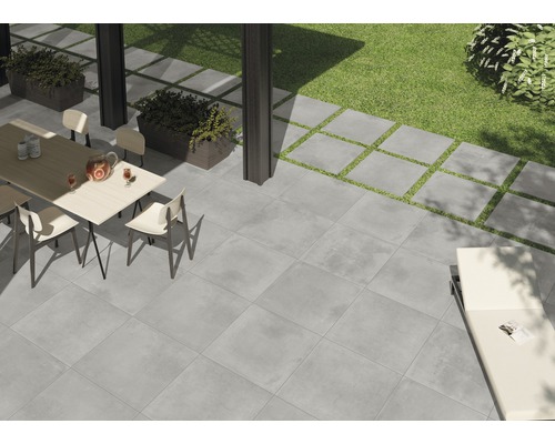 FLAIRSTONE Keramische terrastegel Concrete grijs 75 x 75 x 2 cm gerectificeerde rand FLAIRSTONE Keramische terrastegel Concrete grijs 75 x 75 x 2 cm gerectificeerde rand