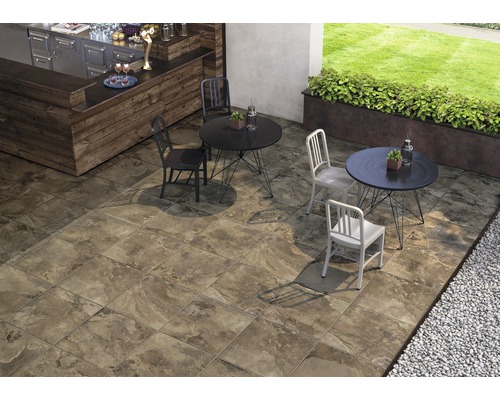 FLAIRSTONE Keramische terrastegel gerectificeerd stone brown, 60 x 60 x 2 cm