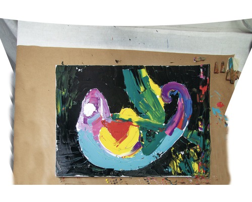 Schilderij met abstracte kleurrijke vormen
