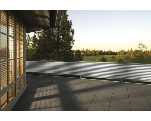 FLORACORD Balkondoek wind- en waterdoorlatend grijs/wit 90x500 cm Terras met vloertegels en privacy scherm