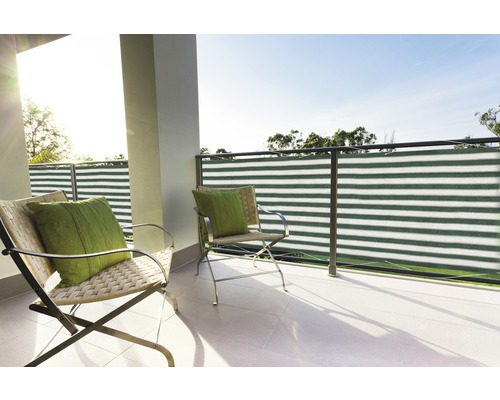FLORACORD Balkondoek wind- en waterdoorlatend groen/wit 90x500 cm