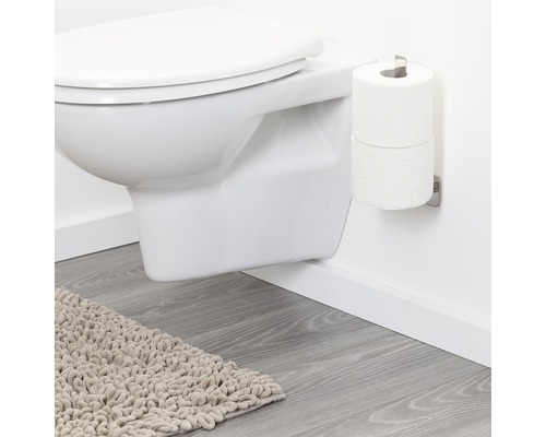 Hangtoilet met toiletpapierhouder en twee rollen toiletpapier
