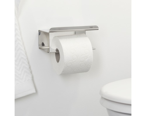 Toiletpapierhouder van roestvrij staal met rol papier en Tiger Logo