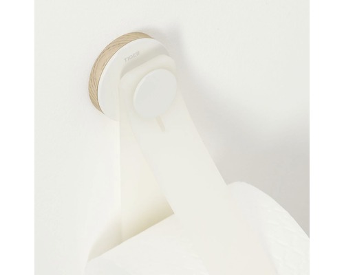 Toiletpapierhouder van hout en kunststof met Tiger logo