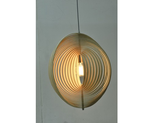 Hanglamp met houten lampenkappen en gloeilamp