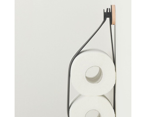 Toiletpapierhouder van metaal met twee rollen toiletpapier