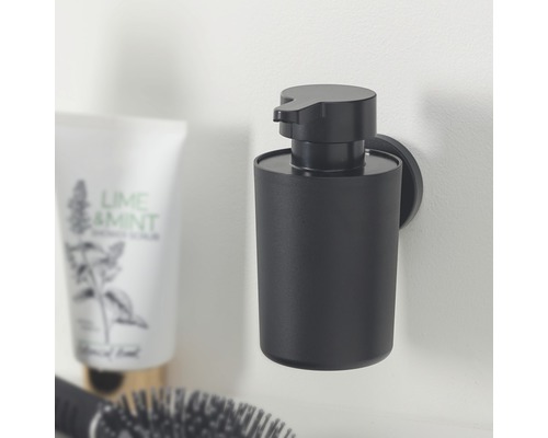 Zwarte zeepdispenser voor wandmontage