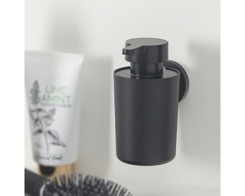 Zwarte zeepdispenser voor wandmontage