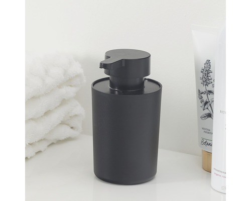 Zwarte zeepdispenser voor de badkamer