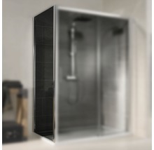 Hoekdouche met frame en glazen schuifdeur