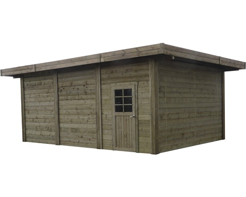 Houten tuinhuis met deur en ramen