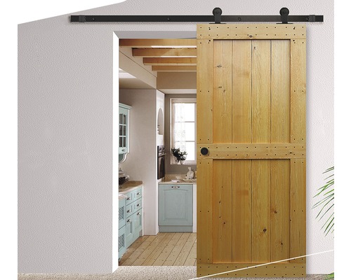 Houten schuifdeur voor keukeningang met schuifdeursysteem