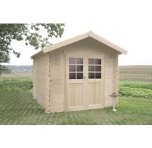 Houten tuinhuis met dubbele deur en ramen