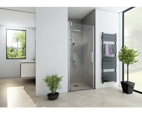 BREUER Nis douchedeur Europa Design scharnierzijde links 100x200 cm chroom Badkamer met douche, handdoekradiator en planten