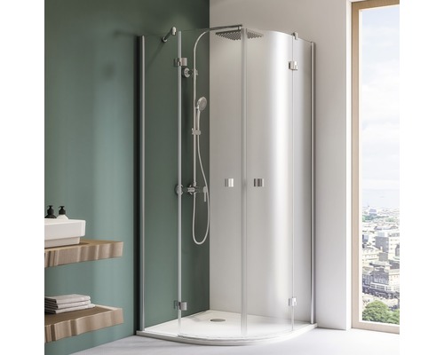BREUER Douchecabine kwartrond Espira chroom 80x80 cm helder glas Hoekdouche met douchegarnituur in badkamer