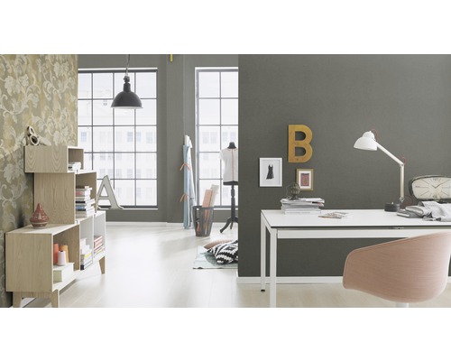 Lichte kamer met bureau, stoel en boekenkast