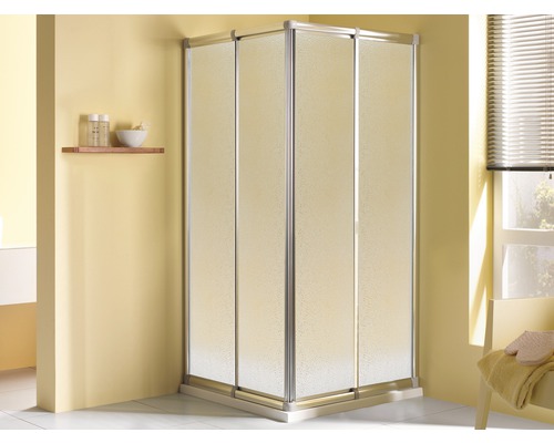 BREUER Douchecabine hoekinstap Fara4 Express Q72 zilver 70 - 80 cm parel Hoekdouche met schuifdeuren in de badkamer