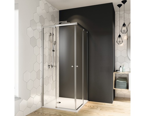 BREUER Douchecabine hoekinstap Fara6 chroom 80x80 cm helder glas Hoekdouche met douchebak in heldere, moderne badkamer
