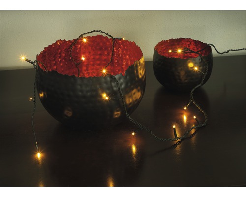 KONSTSMIDE Kerstverlichting LED lichtsnoer micro 100 lampjes extra warmwit groen snoer 6,93 m Twee decoratieve schalen met lichtsnoer