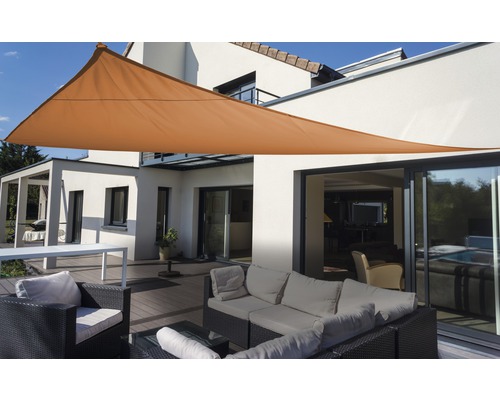 FLORACORD Schaduwdoek vuil- en waterafstotend driehoek terracotta 460x460x460 cm Terras met zonnescherm ter bescherming tegen direct zonlicht.