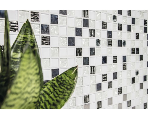 Wandtegel met mozaïekpatroon en kamerplant