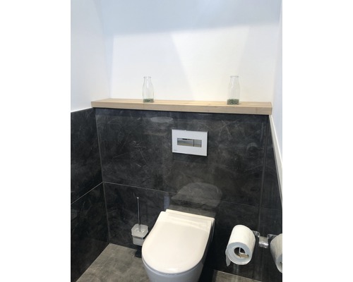 Moderne badkamer met toilet, toiletpapierhouder en plank