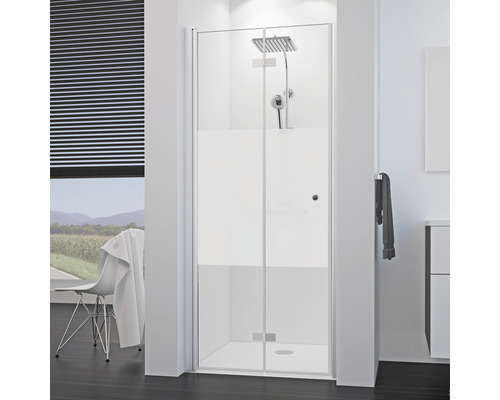 BREUER Nis vouwdeur Elana 8 scharnierzijde links matglas decor 90x200 cm chroom Badkamer met glazen douchecabine en douchekop