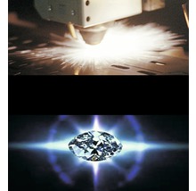 Lasersnijden van metaal en een geslepen diamant