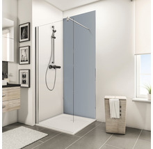 Moderne badkamer met douche, douchepaneel en plank